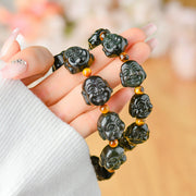 Buddha Stones Rainbow Obsidian Laughing Buddha Positive Transformation Bracelet Bracelet BS 9