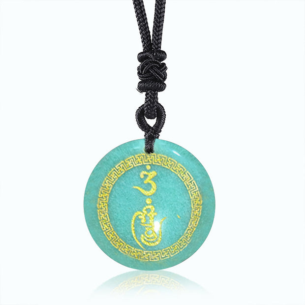 Buddha Stones Swastika Pattern Vajra Protection Mantra Natural Various Crystal Black Obsidian Purification Necklace Pendant Necklaces & Pendants BS Green Aventurine