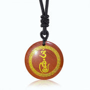 Buddha Stones Swastika Pattern Vajra Protection Mantra Natural Various Crystal Black Obsidian Purification Necklace Pendant