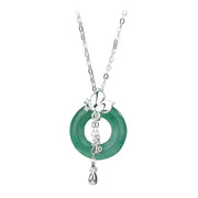 Buddha Stones 925 Sterling Silver Jade Butterfly Peace Buckle  Prosperity Necklace Pendant Necklaces & Pendants BS 4