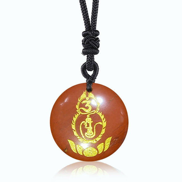 Buddha Stones Gourd Lotus Pedestal Pattern Vajra Protection Mantra Natural Various Crystal Black Obsidian Fulfilment Necklace Pendant