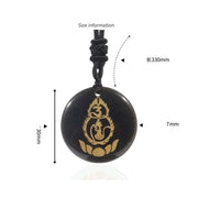 Buddha Stones Gourd Lotus Pedestal Pattern Vajra Protection Mantra Natural Various Crystal Black Obsidian Fulfilment Necklace Pendant Necklaces & Pendants BS 1