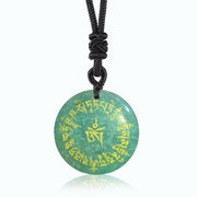 Buddha Stones Fortune-gathering Mantra Natural Various Crystal Black Obsidian Fulfilment Necklace Pendant Necklaces & Pendants BS Green Aventurine