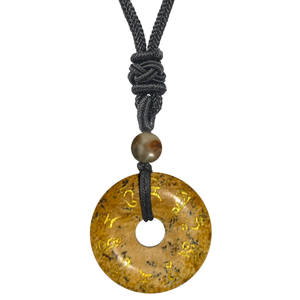 Buddha Stones Green Tara Mantra Natural Various Crystal Black Obsidian Fulfilment Necklace Pendant Necklaces & Pendants BS Picture Jasper