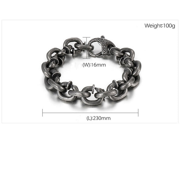 Buddha Stones Square Rivets Titanium Steel Good Luck Balance Bracelet Bracelet BS 4