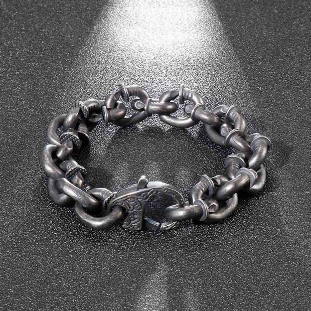 Buddha Stones Square Rivets Titanium Steel Good Luck Balance Bracelet Bracelet BS 3