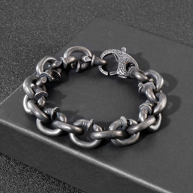 Buddha Stones Square Rivets Titanium Steel Good Luck Balance Bracelet