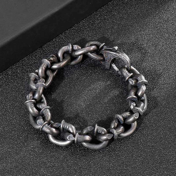 Buddha Stones Square Rivets Titanium Steel Good Luck Balance Bracelet Bracelet BS 6