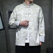 Buddha Stones Chinese New Year Clothes Jacquard Design Frog-button Tang Suit Men's Jacket Shirt