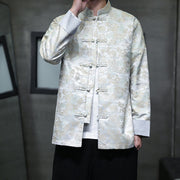 Buddha Stones Chinese New Year Clothes Jacquard Design Frog-button Tang Suit Men's Jacket Shirt