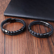 FREE Today: Support Healing Lava Rock Frosted Stone Leather Magnetic Buckle Bracelet