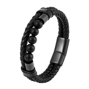 FREE Today: Support Healing Lava Rock Frosted Stone Leather Magnetic Buckle Bracelet