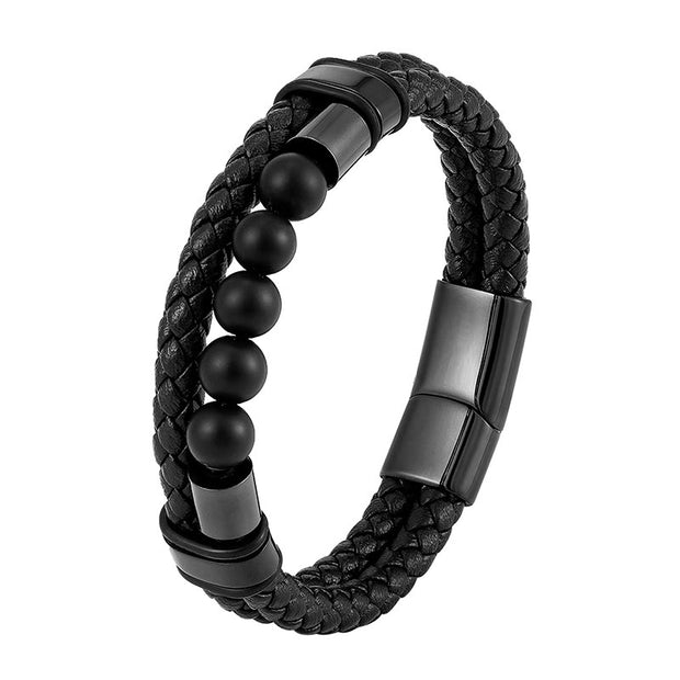 FREE Today: Support Healing Lava Rock Frosted Stone Leather Magnetic Buckle Bracelet