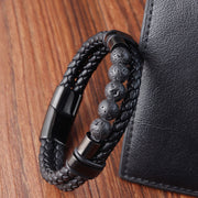 FREE Today: Support Healing Lava Rock Frosted Stone Leather Magnetic Buckle Bracelet