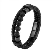 FREE Today: Support Healing Lava Rock Frosted Stone Leather Magnetic Buckle Bracelet