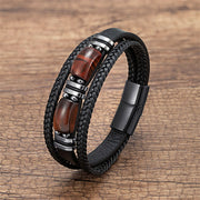 Buddha Stones Tiger Eye Stone Courage Willpower Multi-layer Leather Bracelet Bracelet BS Brown-Red Tiger Eye 18-22cm