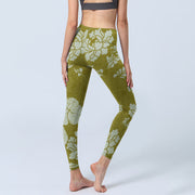 Buddha Stones Monochrome Flowers Print Gym Leggings Women's Yoga Pants - image 5
