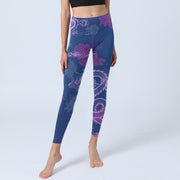 Buddha Stones Purple Dragon Phoenix Flowers Print Gym Leggings Women's Yoga Pants - image 6