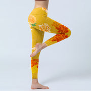 Buddha Stones Vibrant Rose Flowers Print Gym Leggings Women's Yoga Pants - image 4