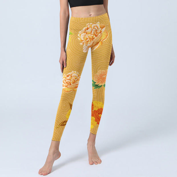 Buddha Stones Vibrant Rose Flowers Print Gym Leggings Women's Yoga Pants - image 6