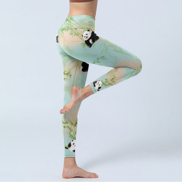 Buddha Stones Pandas Bamboo Print Gym Leggings Women's Yoga Pants - image 4