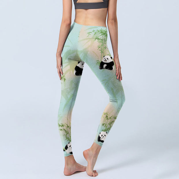 Buddha Stones Pandas Bamboo Print Gym Leggings Women's Yoga Pants - image 5