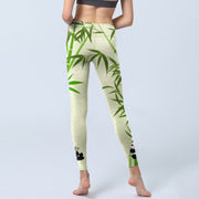 Buddha Stones Lush Bamboo Panda Auspicious Cloud Waves Print Gym Leggings Women's Yoga Pants - image 7