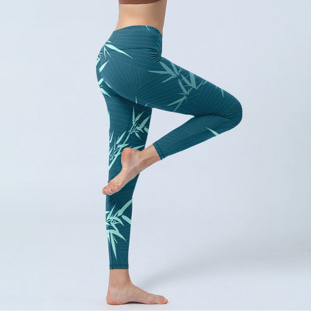 Buddha Stones Lush Turquoise Bamboo Panda Pattern Gym Leggings Women's Yoga Pants - image 4