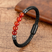 FREE Today: Support Power Blue Agate Tiger Eye Lava Rock Black Onyx Lazurite Bead Leather Bracelet