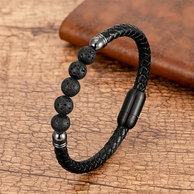 FREE Today: Support Power Blue Agate Tiger Eye Lava Rock Black Onyx Lazurite Bead Leather Bracelet