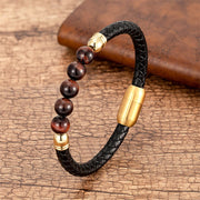 FREE Today: Support Power Blue Agate Tiger Eye Lava Rock Black Onyx Lazurite Bead Leather Bracelet