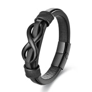 FREE Today: Balance and Calm Endless Knot Infinity Symbol Design Titanium Steel Leather Buckle Bracelet