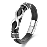 FREE Today: Balance and Calm Endless Knot Infinity Symbol Design Titanium Steel Leather Buckle Bracelet