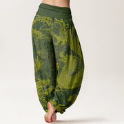 Buddha Stones Dragon Auspicious Clouds Women's Elastic Waist Harem Pants Women's Harem Pants BS 5