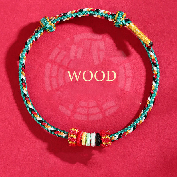 Buddha Stones Five Elements Colorful String Completeness Knot Reef Knot Braid Luck Bracelet Bracelet BS Wood(Wrist Circumference: 14-17cm)