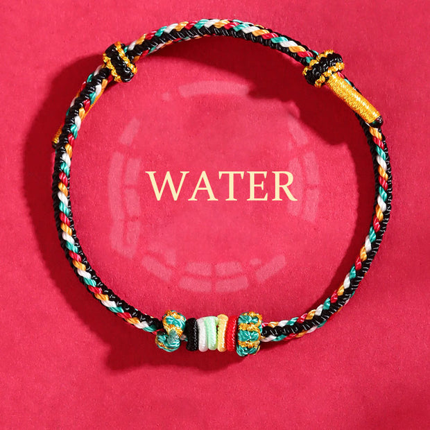 Buddha Stones Five Elements Colorful String Completeness Knot Reef Knot Braid Luck Bracelet Bracelet BS Water(Wrist Circumference: 14-17cm)