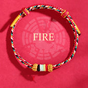 Buddha Stones Five Elements Colorful String Completeness Knot Reef Knot Braid Luck Bracelet Bracelet BS Fire(Wrist Circumference: 14-17cm)