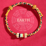 Buddha Stones Five Elements Colorful String Completeness Knot Reef Knot Braid Luck Bracelet Bracelet BS Earth(Wrist Circumference: 14-17cm)