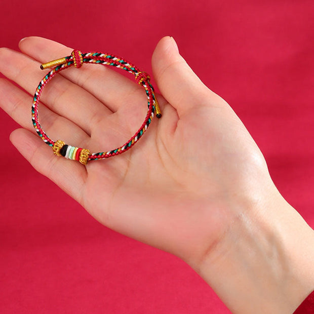 Buddha Stones Five Elements Colorful String Completeness Knot Reef Knot Braid Luck Bracelet