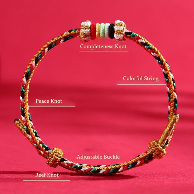 Buddha Stones Five Elements Colorful String Completeness Knot Reef Knot Braid Luck Bracelet Bracelet BS 2