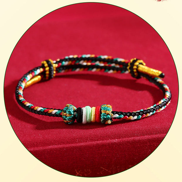 FREE Today: Luck Wealth Five Elements Colorful String Completeness Knot Reef Knot Braid Bracelet