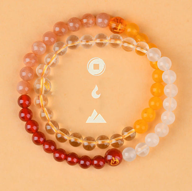 Buddha Stones Five Elements Various Crystal Agate Strawberry Quartz Wisdom Bracelet Bracelet BS 24