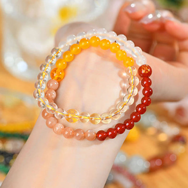 Buddha Stones Five Elements Various Crystal Agate Strawberry Quartz Wisdom Bracelet Bracelet BS 26