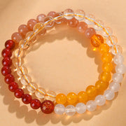 Buddha Stones Five Elements Various Crystal Agate Strawberry Quartz Wisdom Bracelet