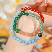 Buddha Stones Five Elements Various Crystal Agate Strawberry Quartz Wisdom Bracelet Bracelet BS 21