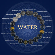 Buddha Stones Five Elements Various Crystal Agate Pixiu Wealth Bracelet Bracelet BS Water(Wrist Circumference: 14-16cm) 12mm