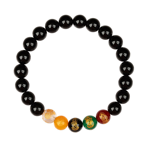 Buddha Stones Five Elements Various Agate Jambhala Luck Bracelet Bracelet BS 11