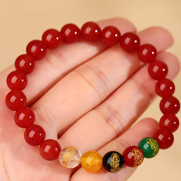 Buddha Stones Five Elements Various Agate Jambhala Luck Bracelet Bracelet BS 19