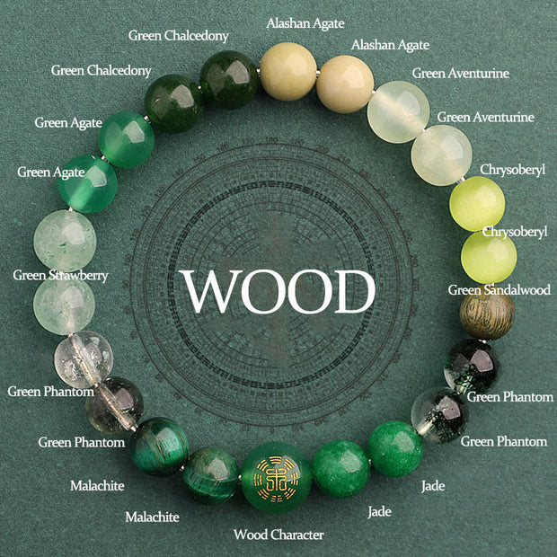 Buddha Stones Five Elements Various Agate Balance Luck Bracelet Bracelet BS Wood(Wrist Circumference: 14-16cm) 8mm