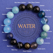 Buddha Stones Five Elements Various Agate Balance Luck Bracelet Bracelet BS Water(Wrist Circumference: 14-16cm) 12mm